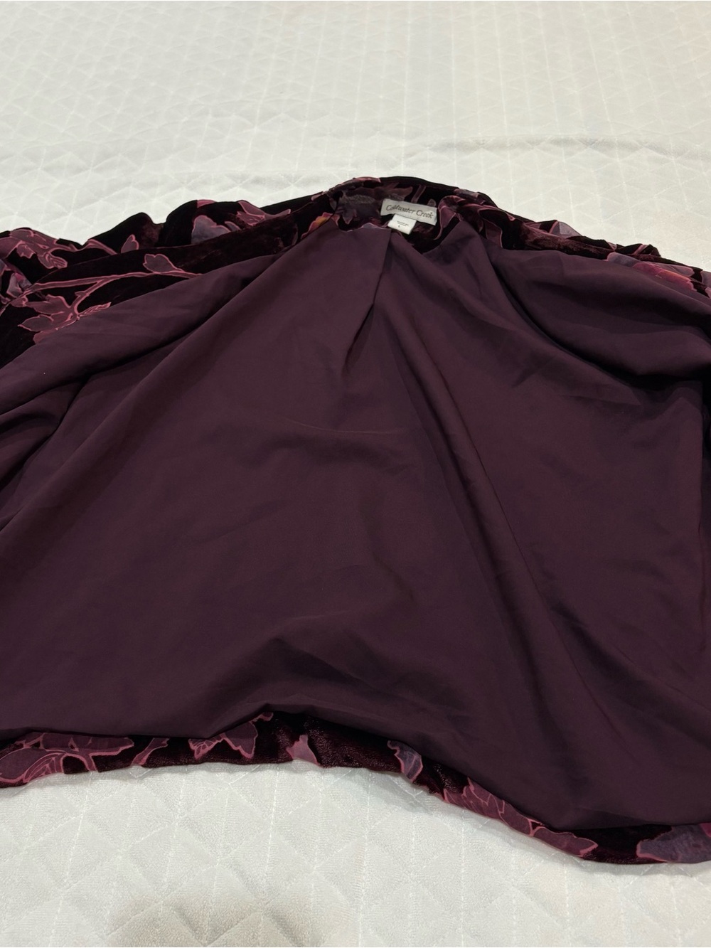 VTG Coldwater Creek Button Down Top Sz L Burgundy Pink Velvet Burnout Long Sleev - Picture 7 of 15